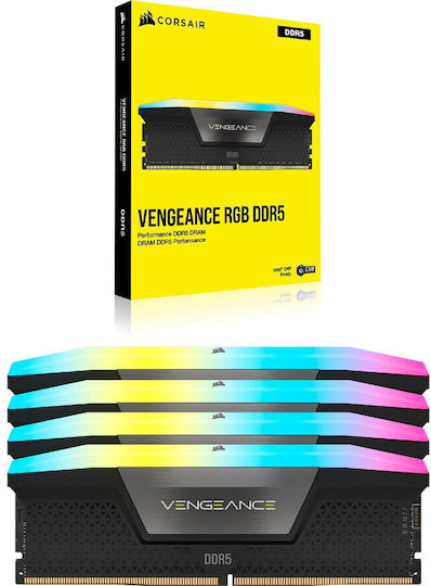 Corsair Vengeance RGB XMP DDR5 128GB RAM with 4x32GB Modules and Speed 5600 for Desktop
