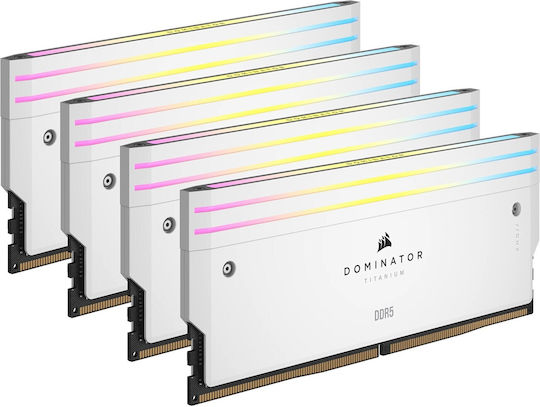 Corsair Dominator Titanium RGB XMP White DDR5 64GB RAM με 4x16GB Modules και Ταχύτητα 6000 για Desktop