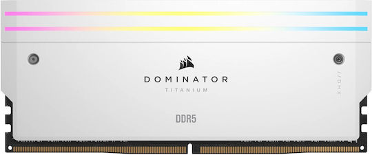 Corsair Dominator Titanium RGB XMP White DDR5 64GB RAM με 4x16GB Modules και Ταχύτητα 6000 για Desktop