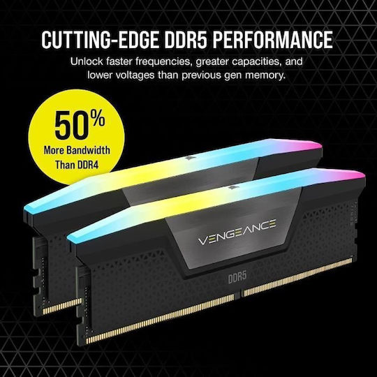 Corsair Vengeance RGB DDR5 64GB RAM with 2x32GB Modules and Speed 6400 for Desktop