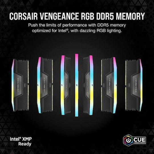 Corsair Vengeance RGB DDR5 64GB RAM with 2x32GB Modules and Speed 6400 for Desktop