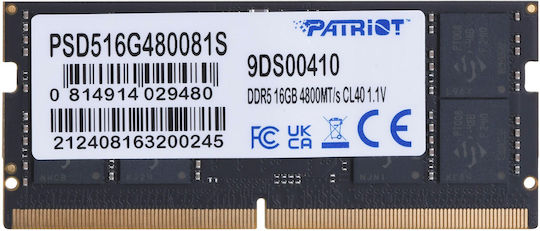 Patriot Signature DDR5 με Module 1x16GB και Ταχύτητα 4800 για Laptop