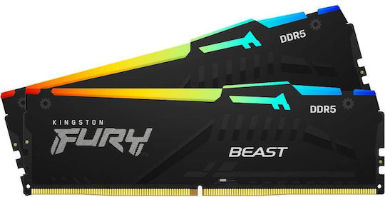 Kingston Fury Beast RGB DDR5 16GB RAM με 2x8GB Modules και Ταχύτητα 5200 για Desktop