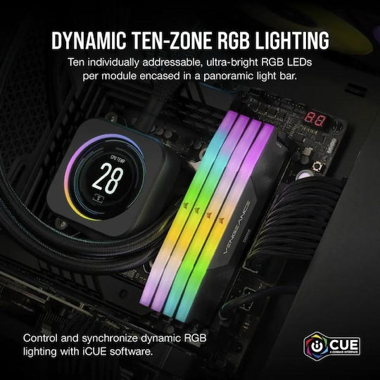 Corsair Vengeance RGB DDR5 32GB RAM με 2x16GB Modules και Ταχύτητα 6400 για Desktop