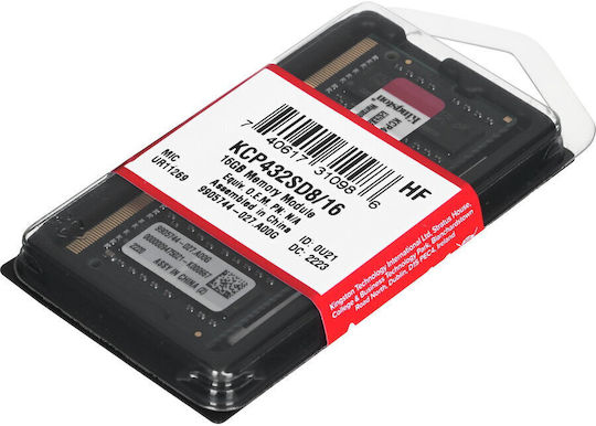 Kingston 16GB DDR4 RAM cu Viteză 3200 pentru Laptop (KCP432SD8/16