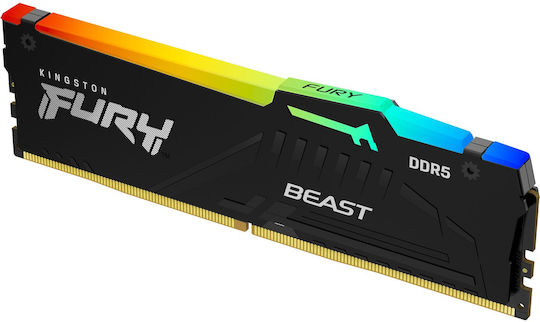 Kingston Fury Beast RGB DDR5 128GB RAM με 4x32GB Modules και Ταχύτητα 5600 για Desktop
