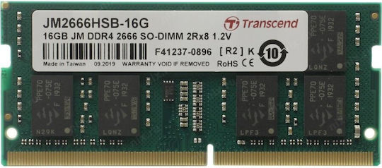 Transcend Jetram DDR4 με Module 1x16GB και Ταχύτητα 2666 για Laptop
