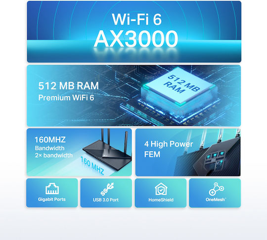 TP-LINK Archer AX55 v1 Ασύρματο Router Wi‑Fi 6 με 4 Θύρες Gigabit