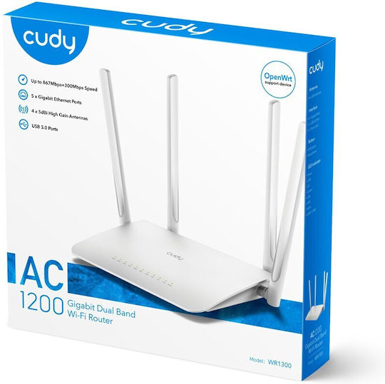Cudy WR1300 v1 Ασύρματο Router Wi‑Fi 5 με 5 Θύρες Gigabit