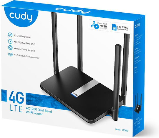 Cudy LT500 v2 Ασύρματο 4G Router Wi‑Fi 5 με 4 Θύρες