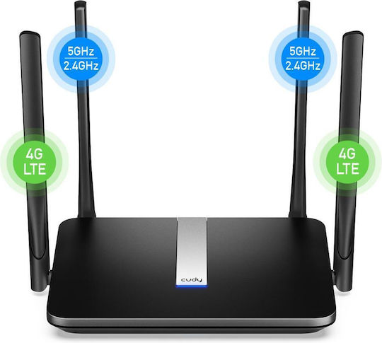 Cudy LT500 v2 Ασύρματο 4G Router Wi‑Fi 5 με 4 Θύρες