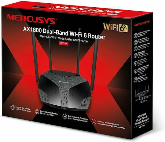 Mercusys MR70X v1 Drahtlos Router Wi-Fi 6 mit 3 Anschlüssen Gigabit Ethernet