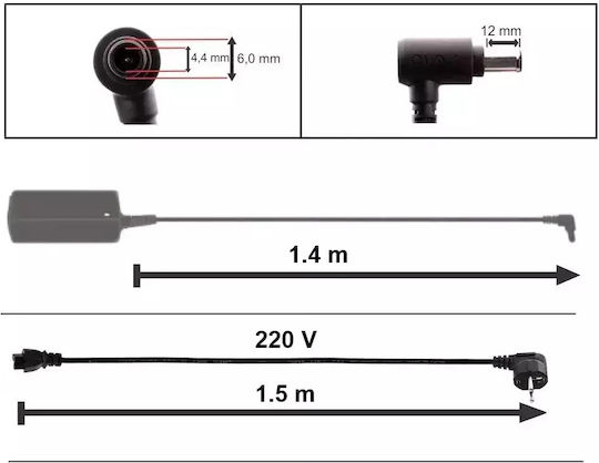 Lg Monitor Power Adapter 19v 2.1a 40w Plug 6.0 X 4.4 X 12.0 Mm