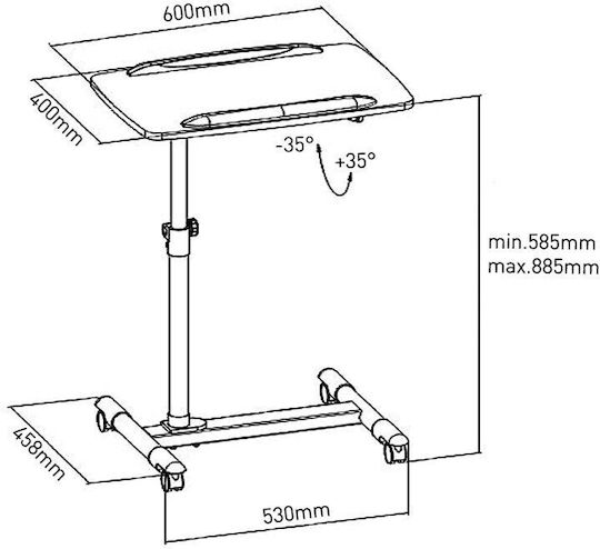 Maclean Energy Flexible Trolley Τραπεζάκι για Laptop