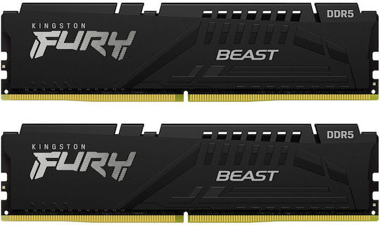 Kingston Fury Beast DDR5 64GB RAM με 2x32GB Modules και Ταχύτητα 6400 για Desktop