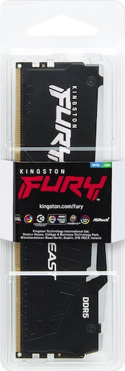 Kingston FURY Beast RGB 16GB DDR5 RAM с Скорост 6000 за Настолен Компютър