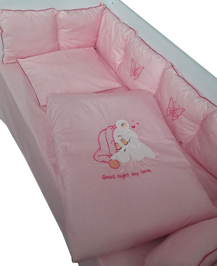 Beboulino Set Für Krippe Embroidery Lines Rosa 8Stück
