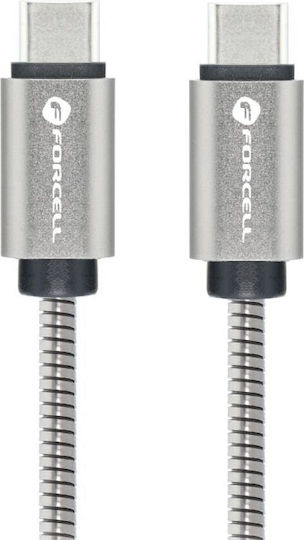 Forcell USB 2.0 USB-C Male To USB-C 100W PD Silver 2m Cable