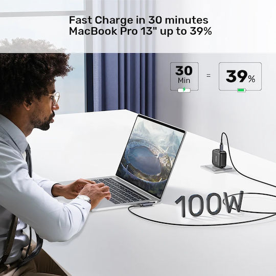 Unitek USB 2.0 Cable USB-C male - USB-C 60W Ασημί 5m C14123BK-5M
