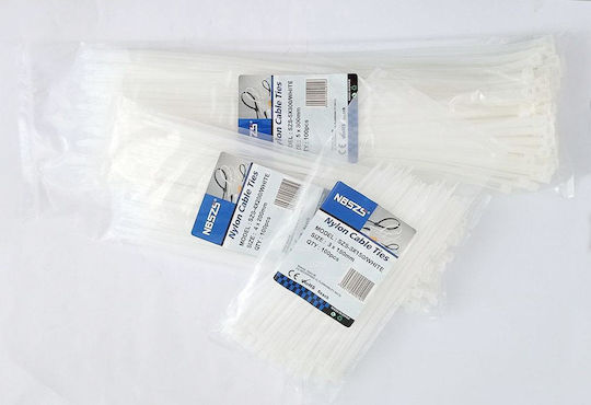 KAL Electronics Δεματικά Καλωδίων Πλαστικά 300mmx5mm σε Λευκό χρώμα (100τμχ) (SZS-5X300/WHITE)