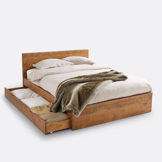 Lunja Bett King Size Holzfichte für Matratze 190x190cm