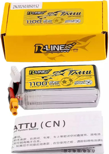 Tattu R-Line Батерия Li-Po 11.4V 1100mAh 60C 3S XT30 за Дрон