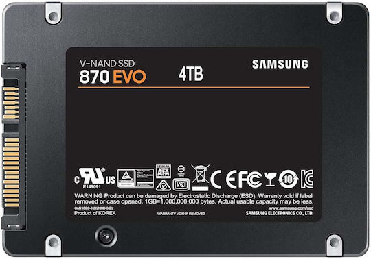 Samsung 870 Evo (BW) SSD 4TB τύπου 2.5'' με σύνδεση SATA III MZ-77E4T0BW