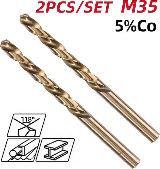 Deli Set of 2 HSS Drills with Cylindrical Drill Top for Metal