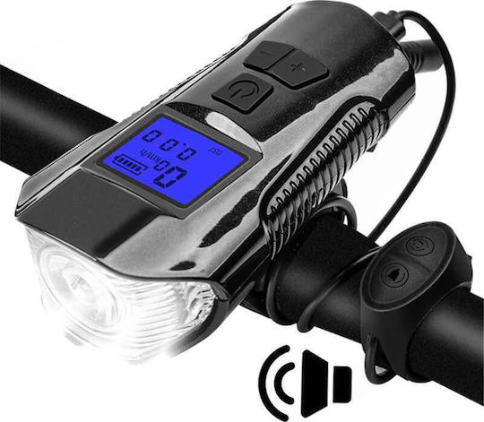 FY-317 Rechargeable Front Bicycle Light with Horn Black