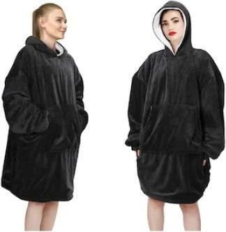 Furry Blanket with Sleeves 80x100cm Black