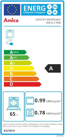 Amica Aragaz 65lt cu Plite Ceramice L50cm.