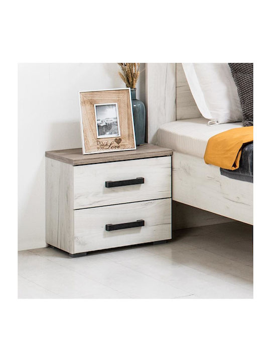 Bedside Table Kent No Wooden Grey Oak White Oak 44.5x33.5x43cm