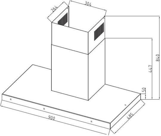 Davoline Tate Απορροφητήρας Καμινάδα 90cm Inox