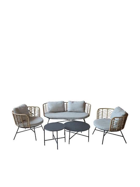 Garten- und Outdoor-Möbelsets 4 Stück Grau mit Kissen