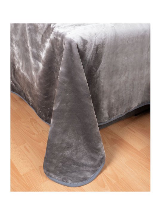 Silk Fashion Κουβέρτα Βελουτέ Υπέρδιπλη 220x240εκ. Ανοιχτό Γκρι 5206978075421