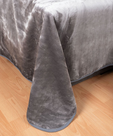 Silk Fashion Κουβέρτα Βελουτέ Υπέρδιπλη 220x240εκ. Ανοιχτό Γκρι 5206978075421
