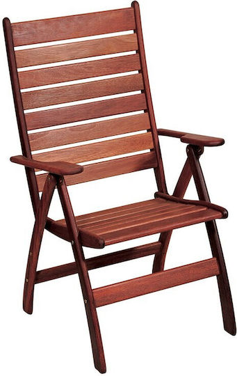 Wooden High-Back Folding Armchair 3 Positions Red Shorea