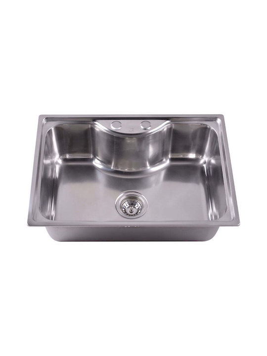 Inter Ceramic Ένθετος Νεροχύτης Inox Σατινέ Μ65xΠ45cm Ασημί