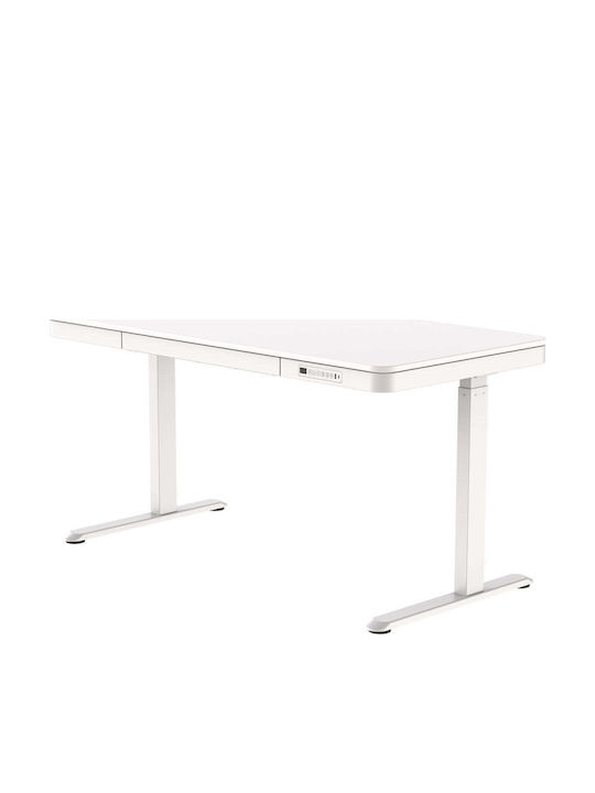 Schreibtisch Holz White mit Metallbeinen & verstellbarer Höhe 140x70cm