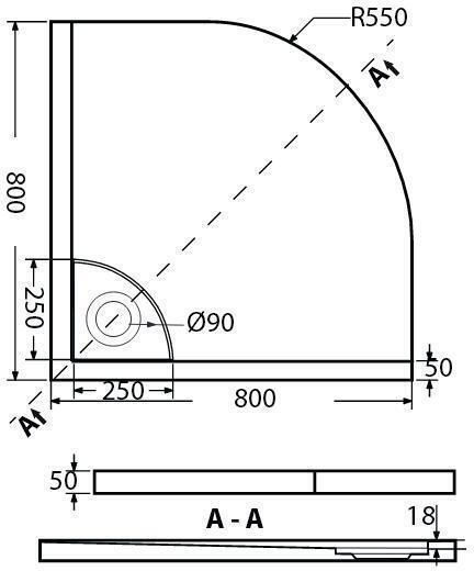 Sirene Flow Ημικυκλική Ακρυλική Ντουζιέρα 80x80cm Λευκή