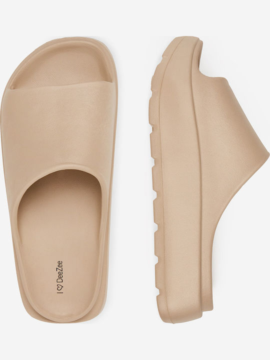 Frauen Flip Flops mit Plattform in Beige Farbe