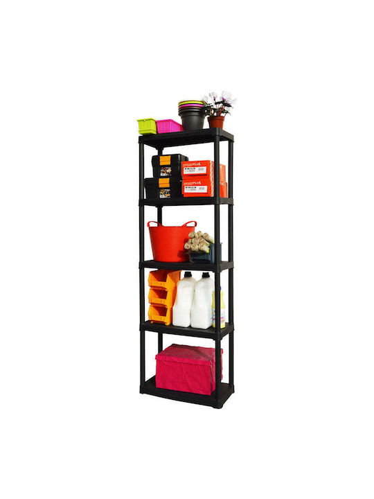 Ραφιέρα Πλαστική Linea Tempo με 5 Ράφια Μαύρη 60x30x176cm