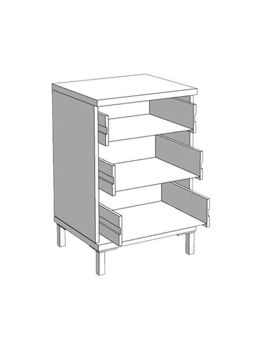 Bedside Table Mondego Wooden White Lacquer 45x40x69cm