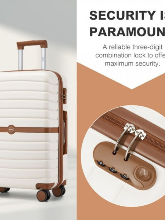 Miss Lulu Reisekoffer Kabine Cream und Braun mit 4 Räder Höhe 55cm