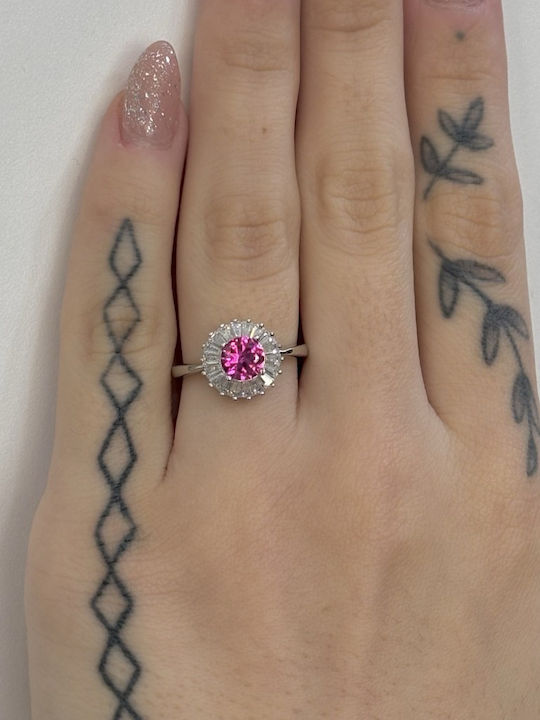 Mentzos Ring with Zircon made of Silver