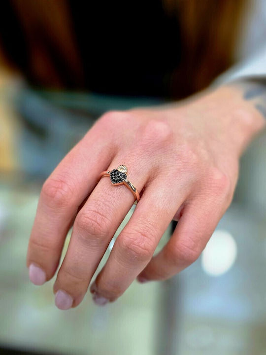 Mentzos Дамски Пръстен с Циркони от Сребърен Позлатен