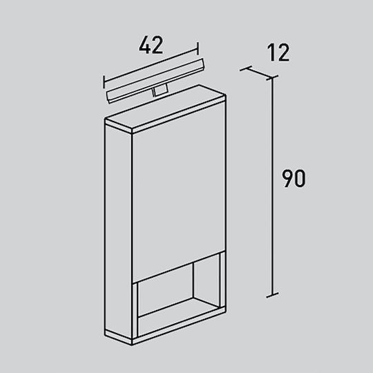 Pro Bagno 628AM Καθρέπτης Led από Μοριοσανίδα με Ντουλάπι 42x90cm Γκρι