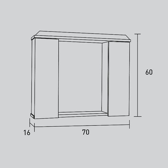 Pro Bagno 312B Καθρέπτης Led από Μοριοσανίδα με Ντουλάπι 70x60cm Λευκός