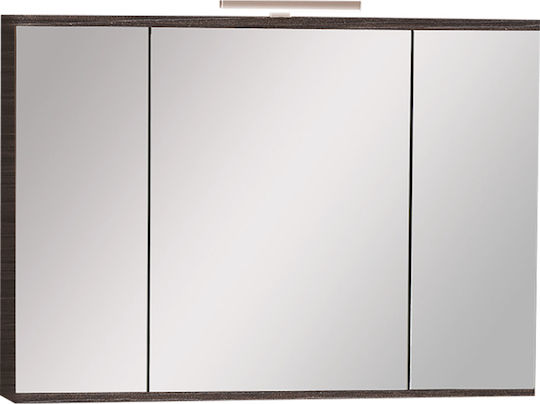 Pro Bagno Badezimmerspiegel LED aus Spanplatte mit Schrank 100x70cm Beige