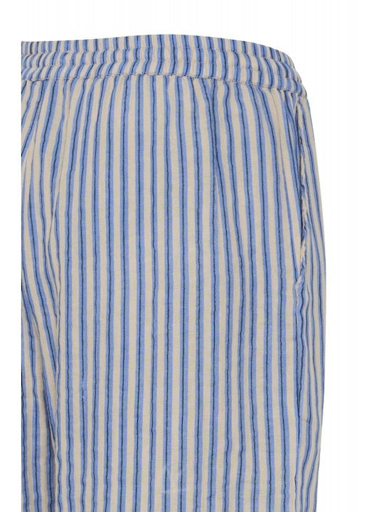 Damen Stoffhose Gestreift Blau